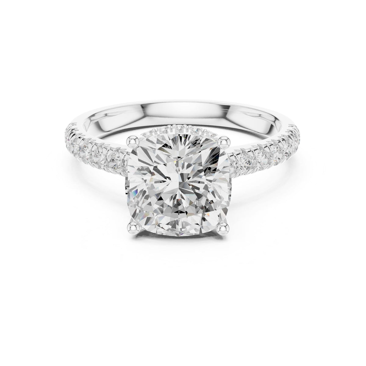 Cushion Hidden Halo Lab Grown Diamond Engagement Ring