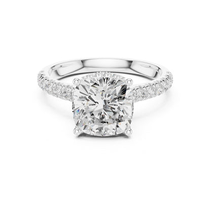 Cushion Hidden Halo Lab Grown Diamond Engagement Ring