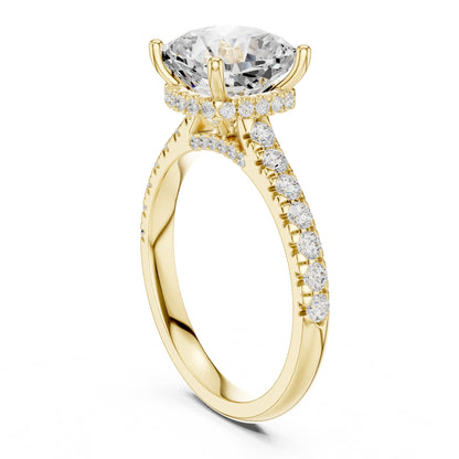 Cushion Hidden Halo Lab Grown Diamond Engagement Ring