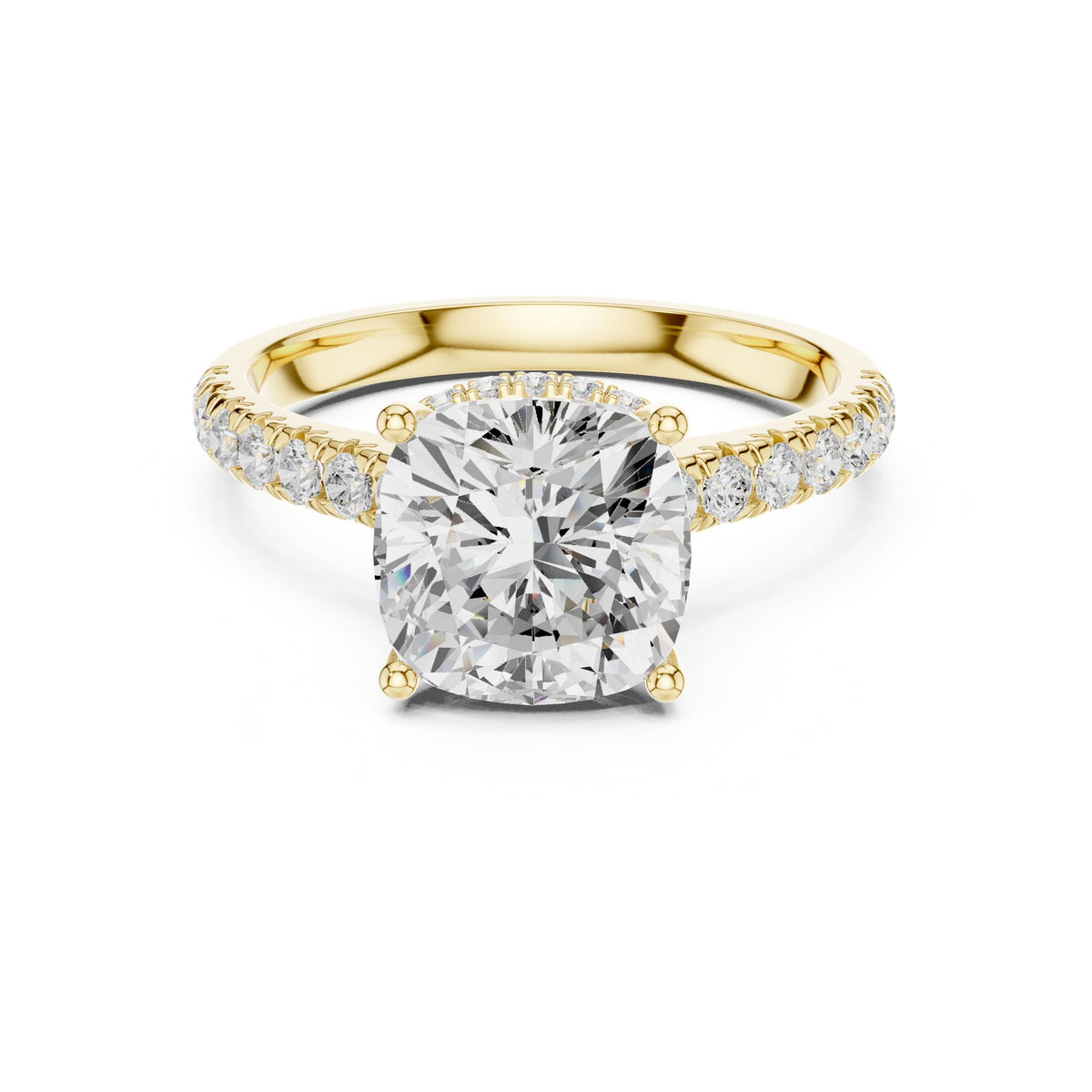 Cushion Hidden Halo Lab Grown Diamond Engagement Ring