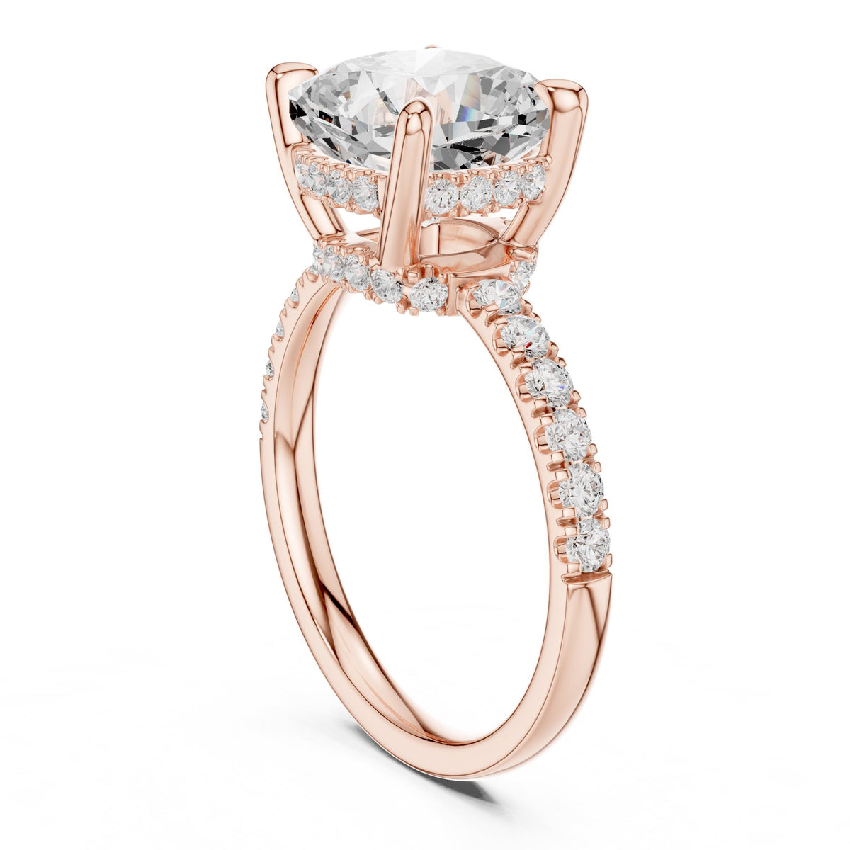 Cushion Hidden Halo Lab Grown Diamond Engagement Ring