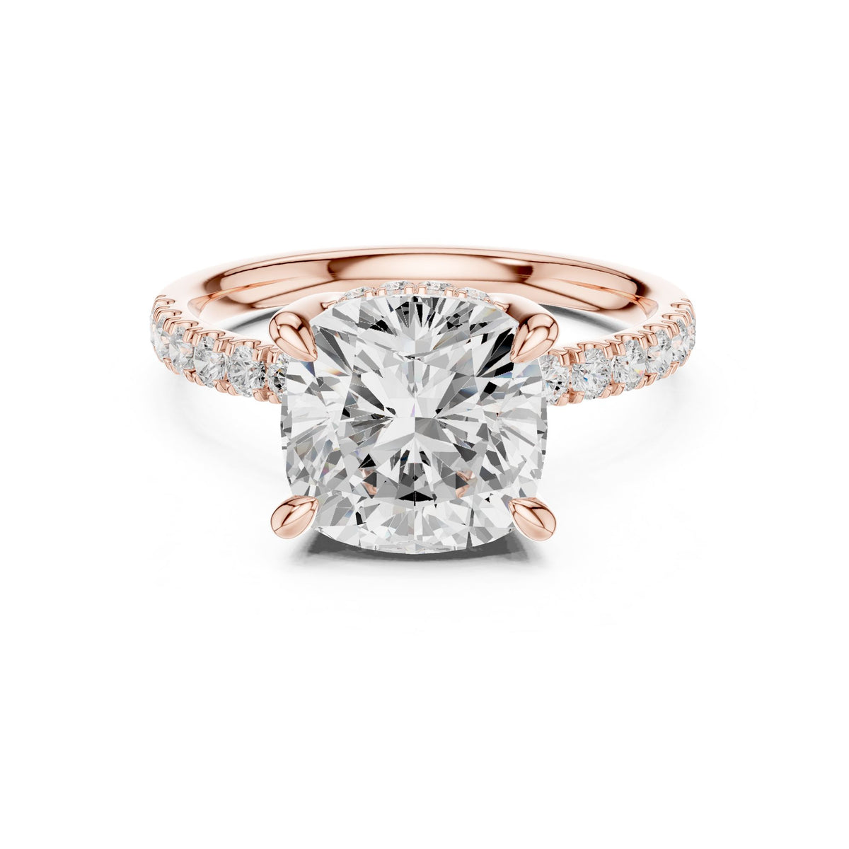 Cushion Hidden Halo Lab Grown Diamond Engagement Ring