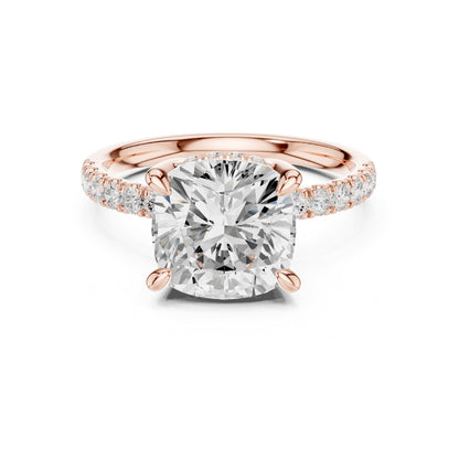 Cushion Hidden Halo Lab Grown Diamond Engagement Ring