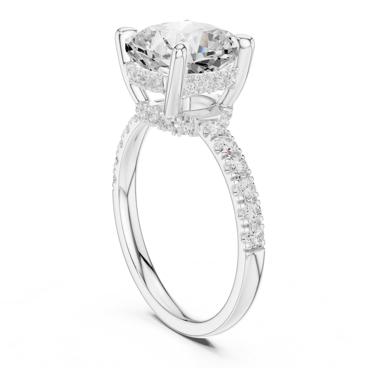 Cushion Hidden Halo Lab Grown Diamond Engagement Ring