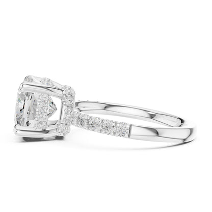 Cushion Hidden Halo Lab Grown Diamond Engagement Ring