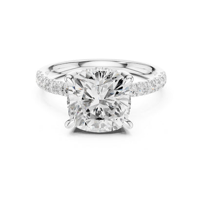 Cushion Hidden Halo Lab Grown Diamond Engagement Ring
