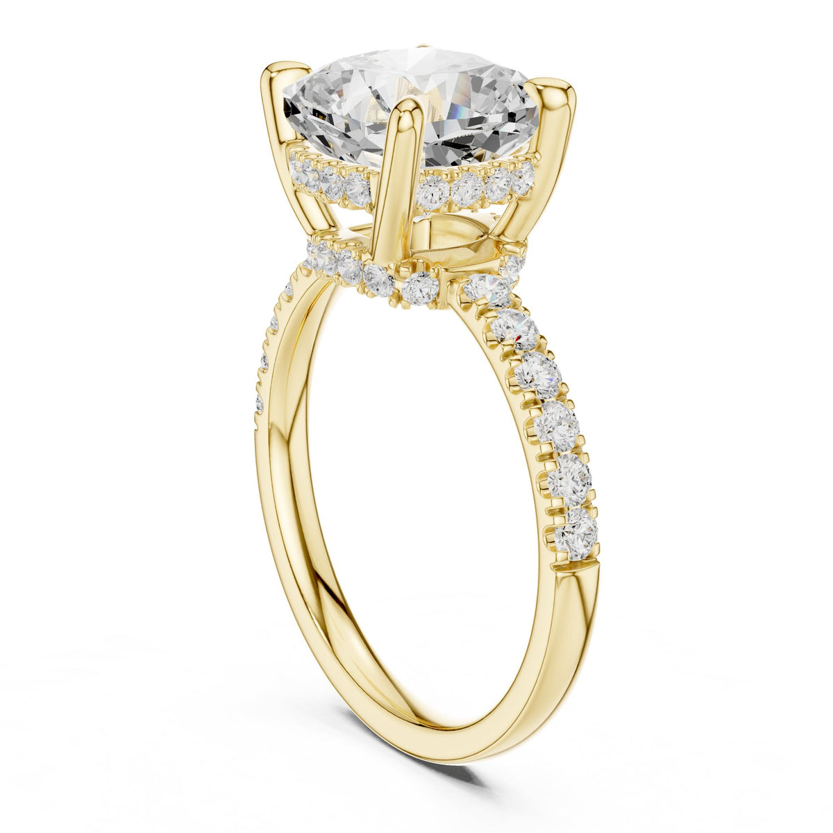 Cushion Hidden Halo Lab Grown Diamond Engagement Ring