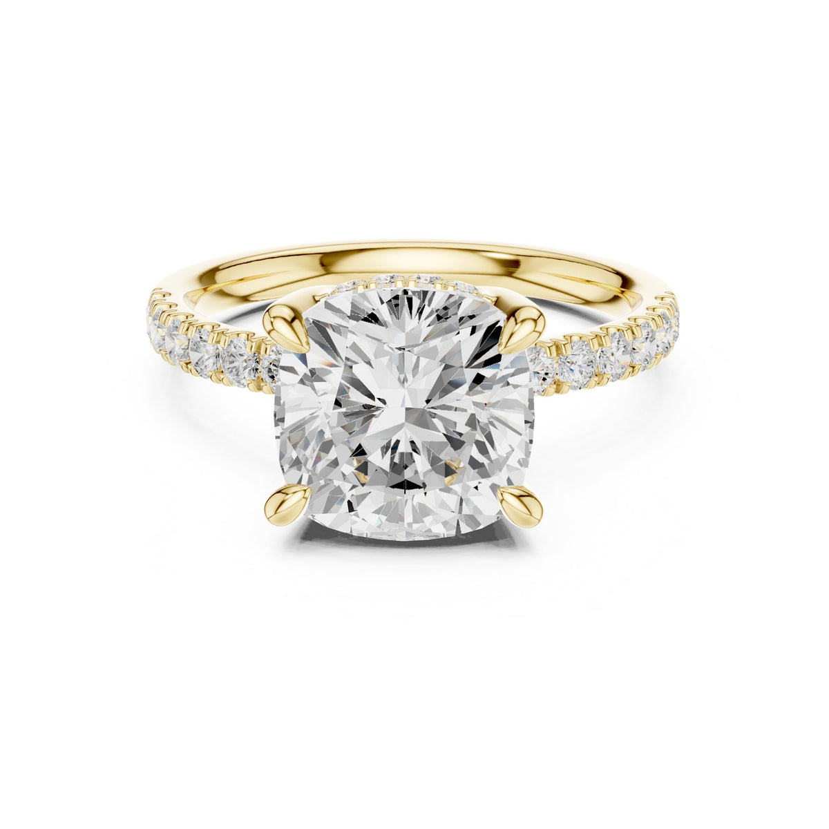 Cushion Hidden Halo Lab Grown Diamond Engagement Ring