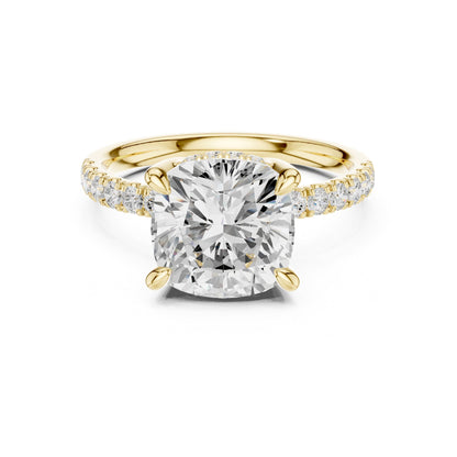 Cushion Hidden Halo Lab Grown Diamond Engagement Ring