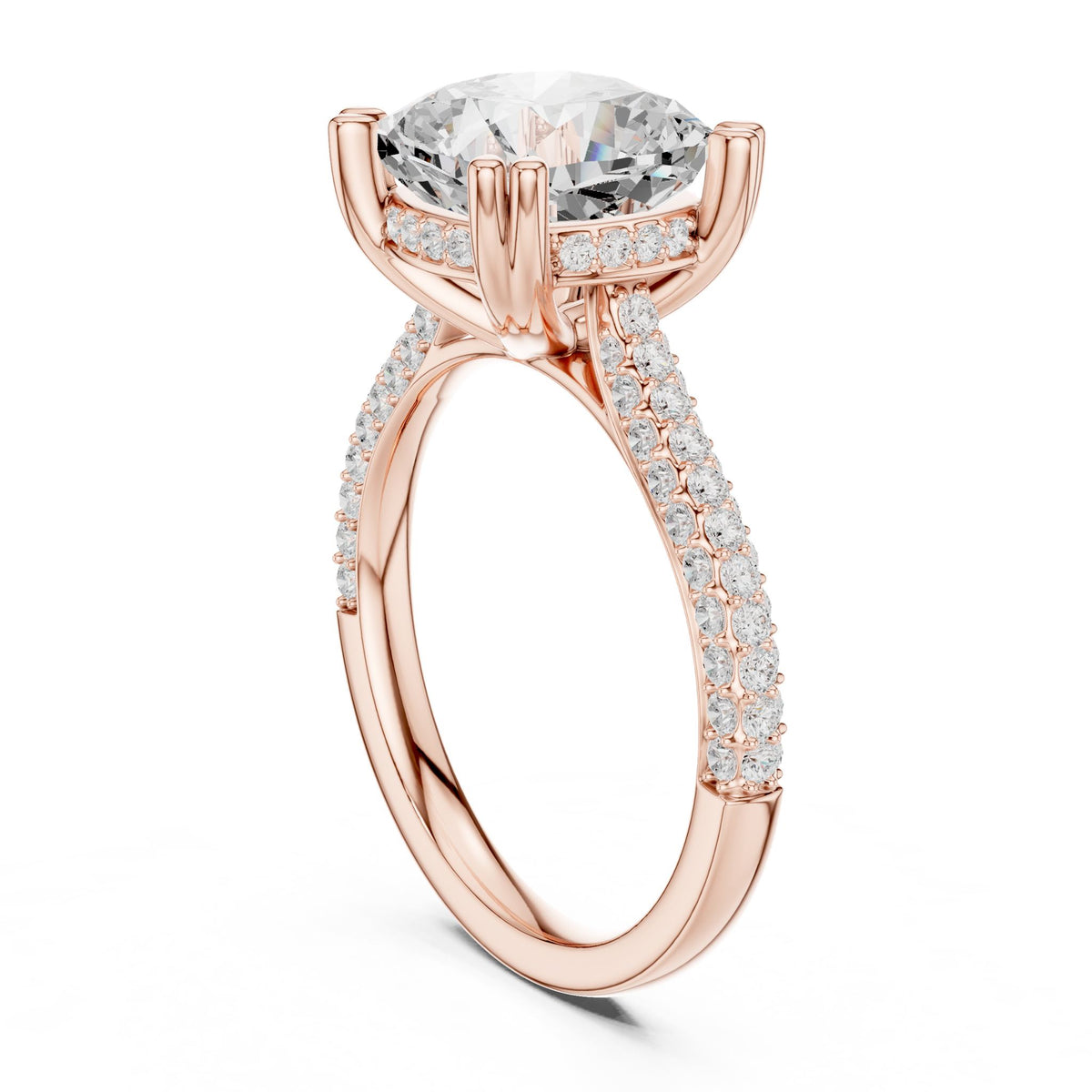 Cushion Hidden Halo Lab Grown Diamond Engagement Ring