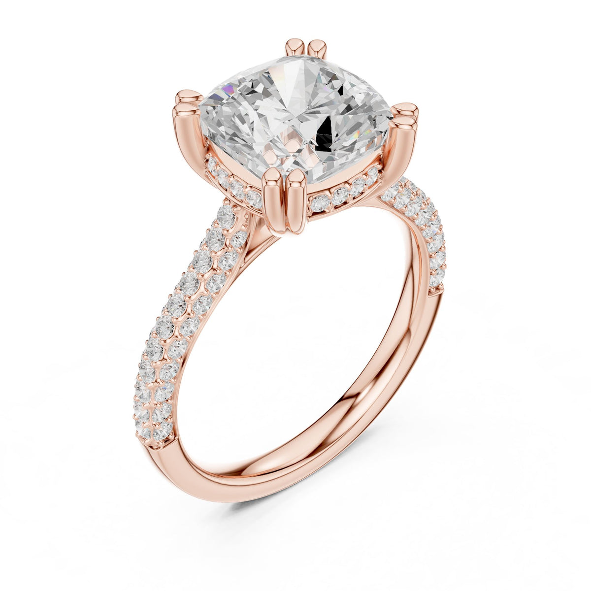 Cushion Hidden Halo Lab Grown Diamond Engagement Ring