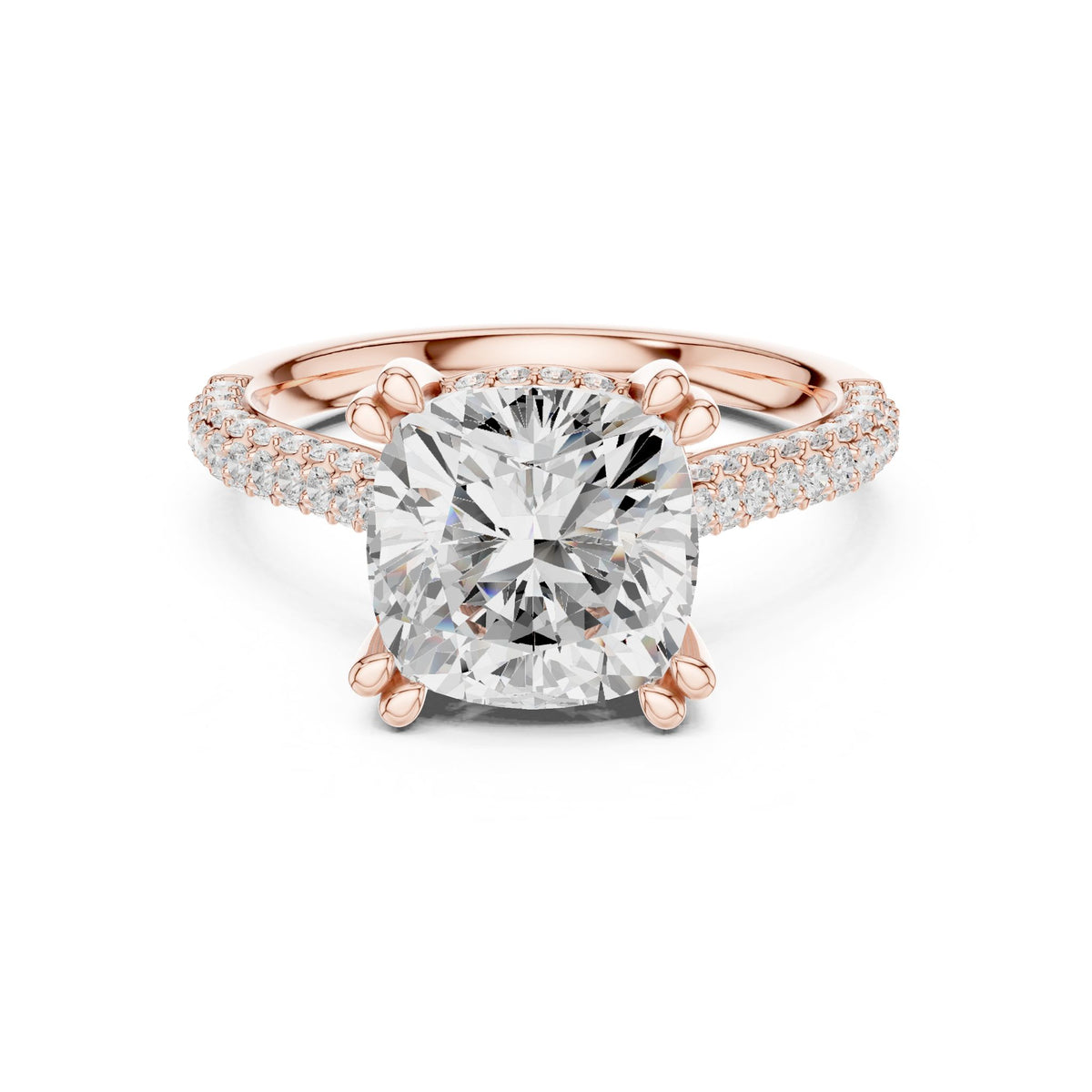 Cushion Hidden Halo Lab Grown Diamond Engagement Ring