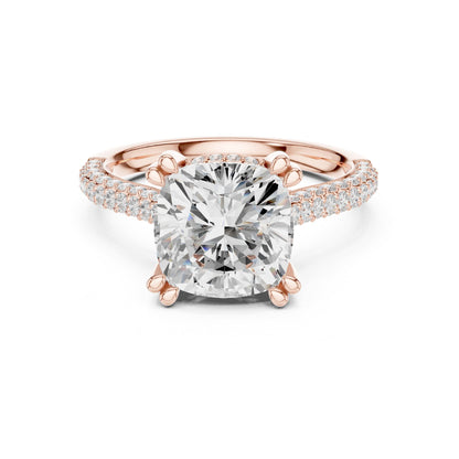 Cushion Hidden Halo Lab Grown Diamond Engagement Ring