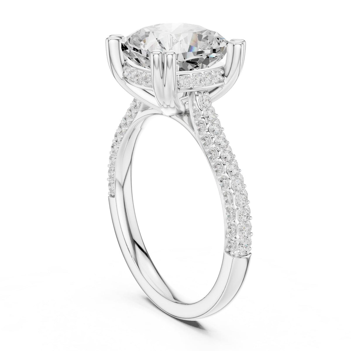 Cushion Hidden Halo Lab Grown Diamond Engagement Ring