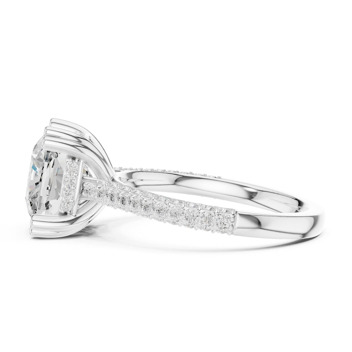 Cushion Hidden Halo Lab Grown Diamond Engagement Ring