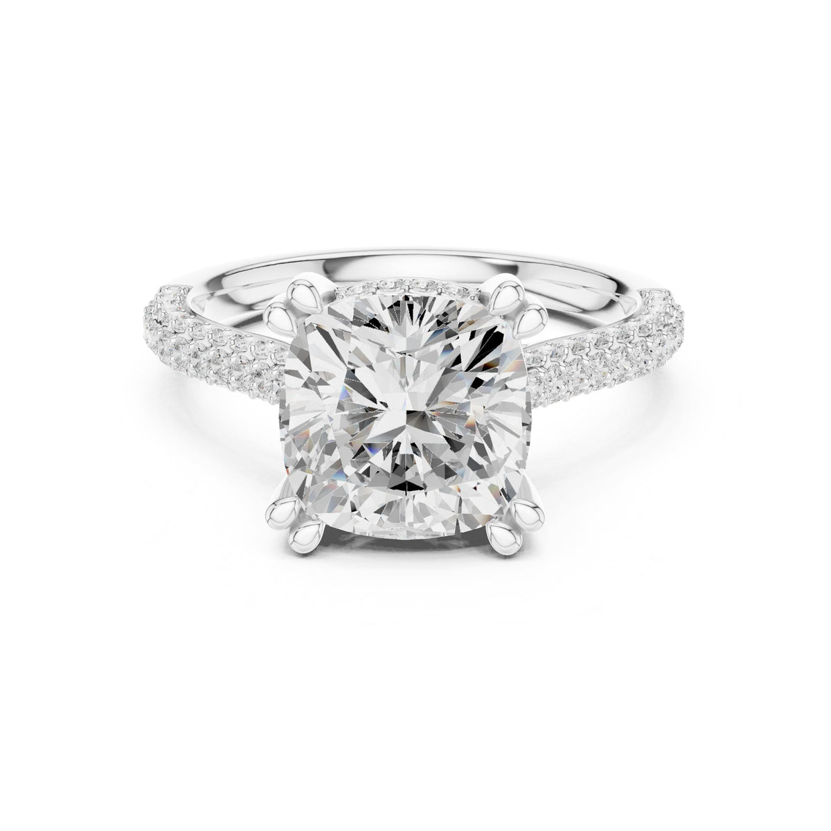 Cushion Hidden Halo Lab Grown Diamond Engagement Ring