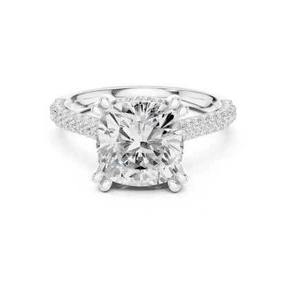 Cushion Hidden Halo Lab Grown Diamond Engagement Ring