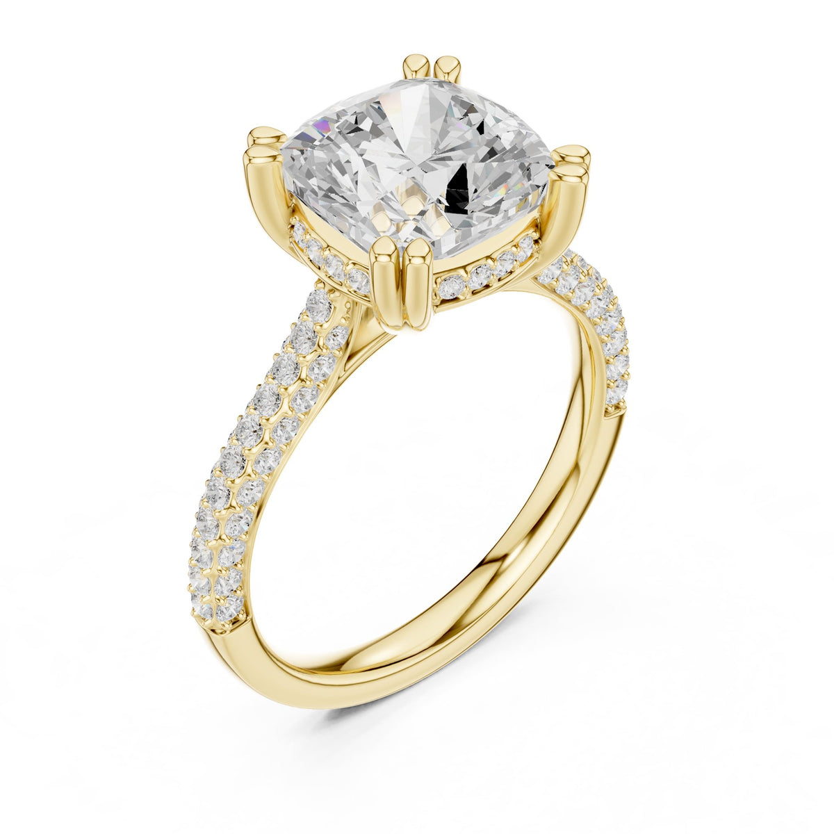 Cushion Hidden Halo Lab Grown Diamond Engagement Ring