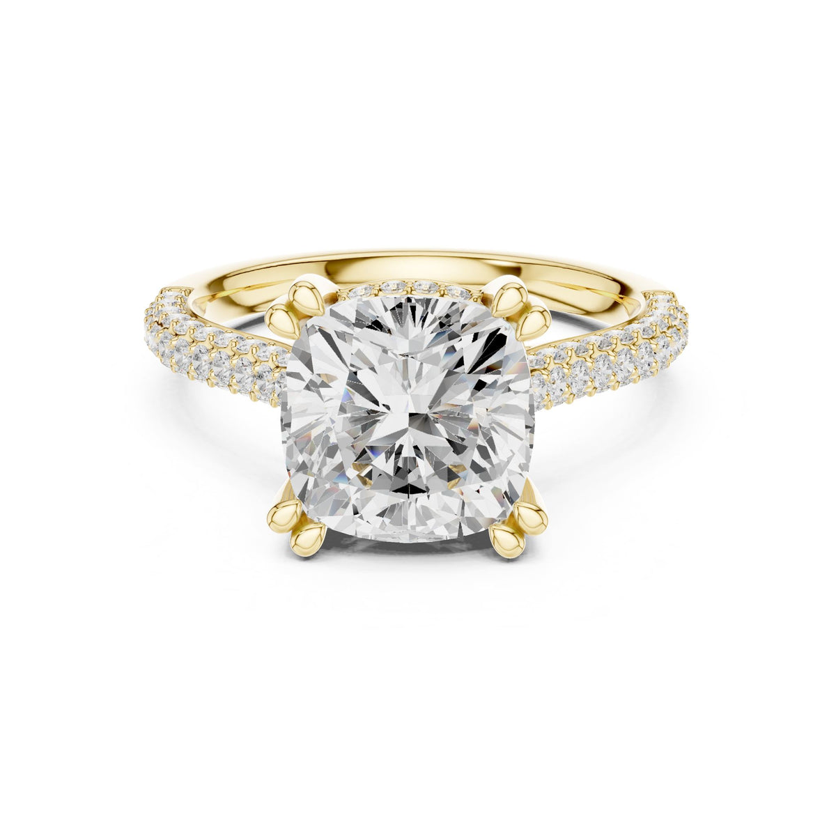 Cushion Hidden Halo Lab Grown Diamond Engagement Ring