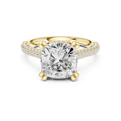 Cushion Hidden Halo Lab Grown Diamond Engagement Ring