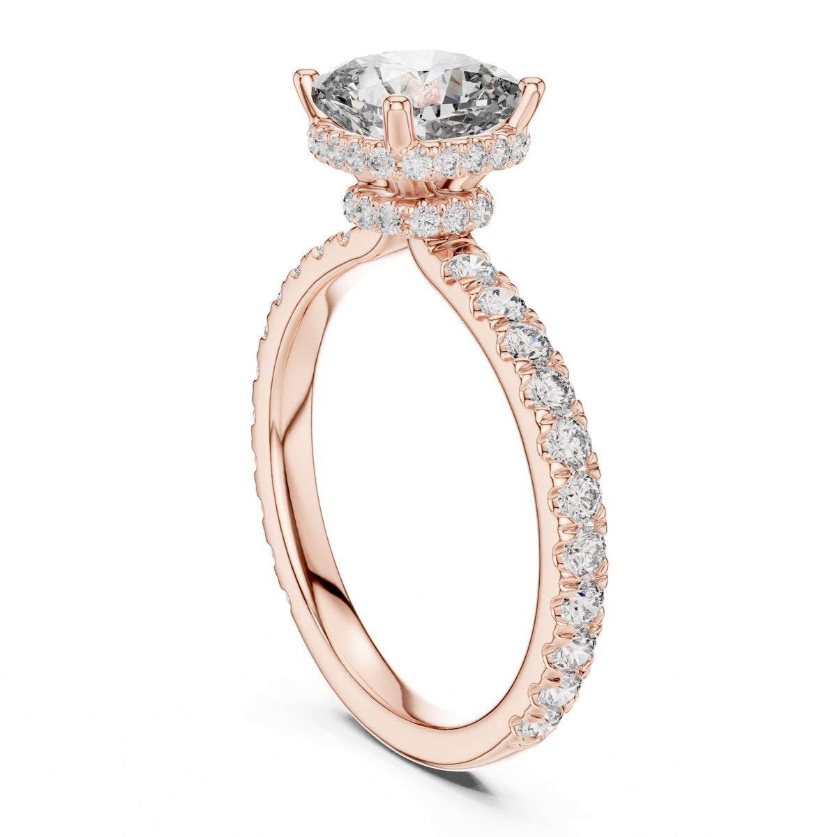 Cushion Hidden Halo Lab Grown Diamond Engagement Ring