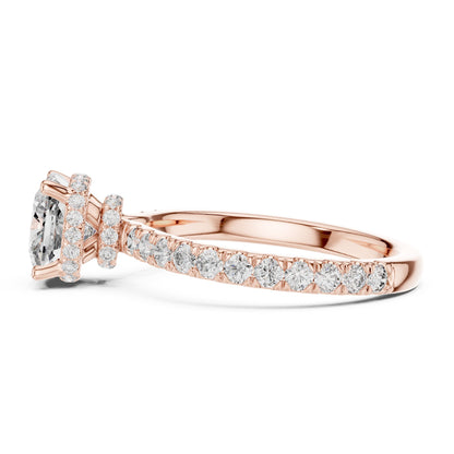 Cushion Hidden Halo Lab Grown Diamond Engagement Ring