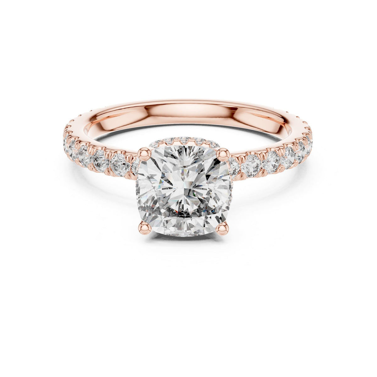 Cushion Hidden Halo Lab Grown Diamond Engagement Ring
