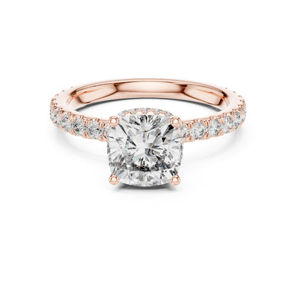 Cushion Hidden Halo Lab Grown Diamond Engagement Ring