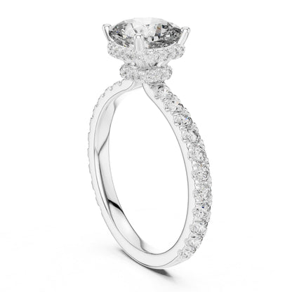 Cushion Hidden Halo Lab Grown Diamond Engagement Ring