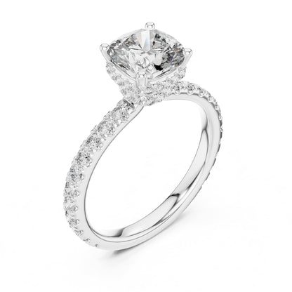 Cushion Hidden Halo Lab Grown Diamond Engagement Ring