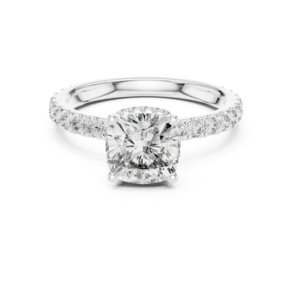 Cushion Hidden Halo Lab Grown Diamond Engagement Ring