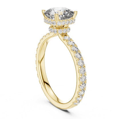 Cushion Hidden Halo Lab Grown Diamond Engagement Ring