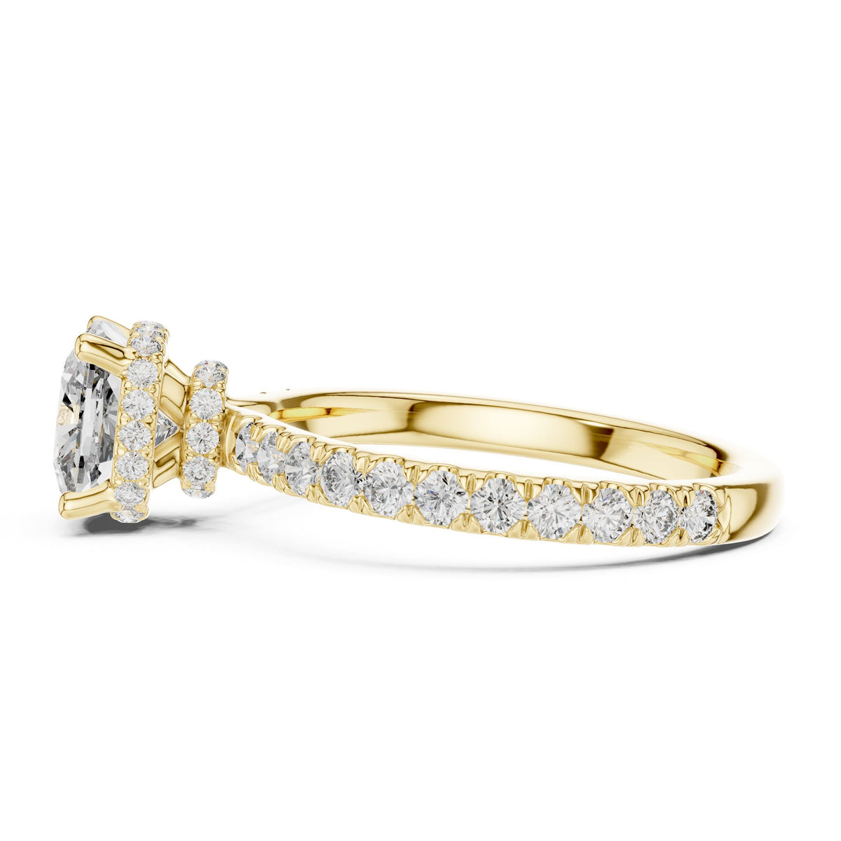 Cushion Hidden Halo Lab Grown Diamond Engagement Ring