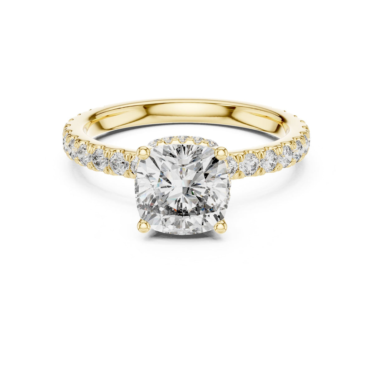 Cushion Hidden Halo Lab Grown Diamond Engagement Ring
