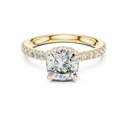 Cushion Hidden Halo Lab Grown Diamond Engagement Ring