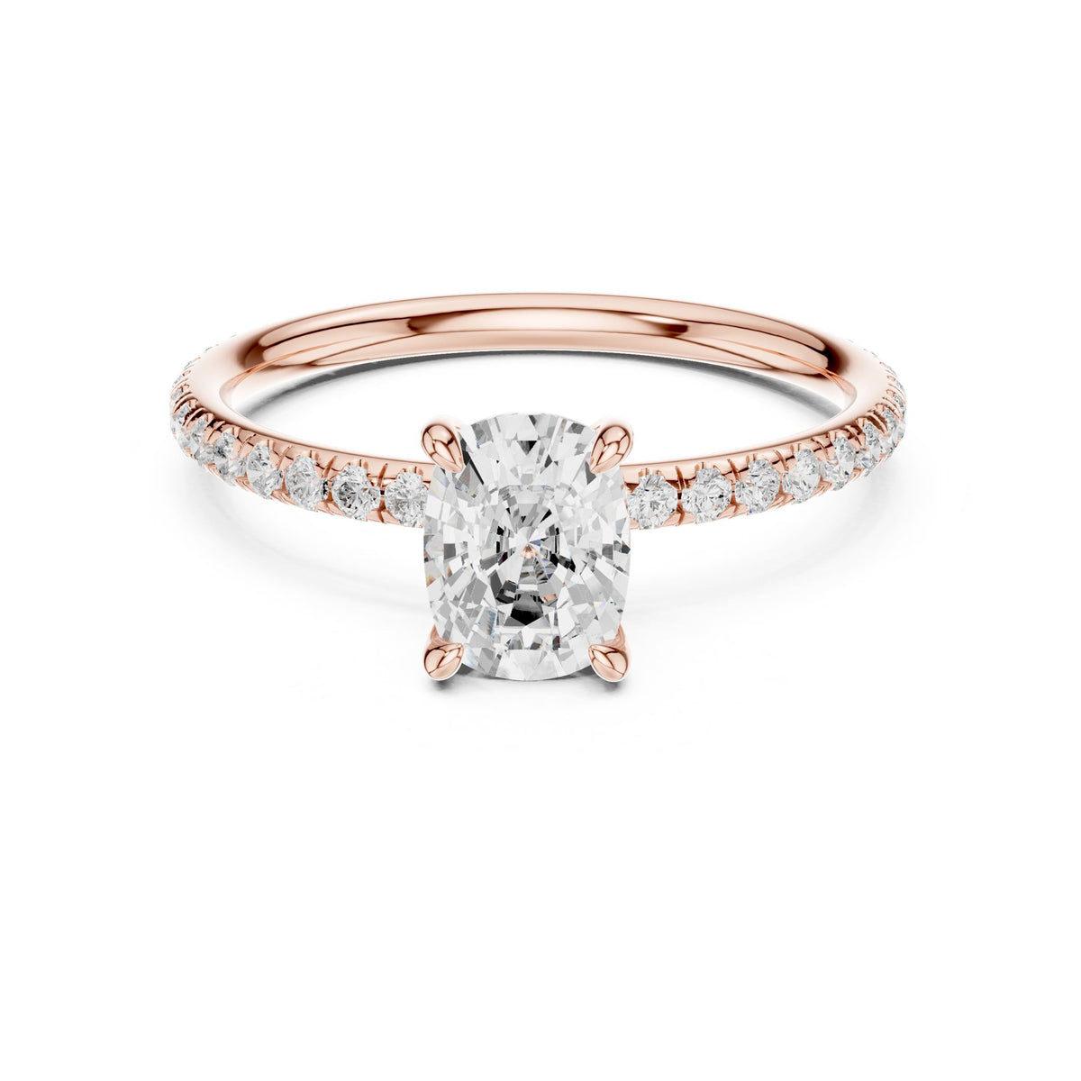 Cushion Pave Lab Grown Diamond Engagement Ring