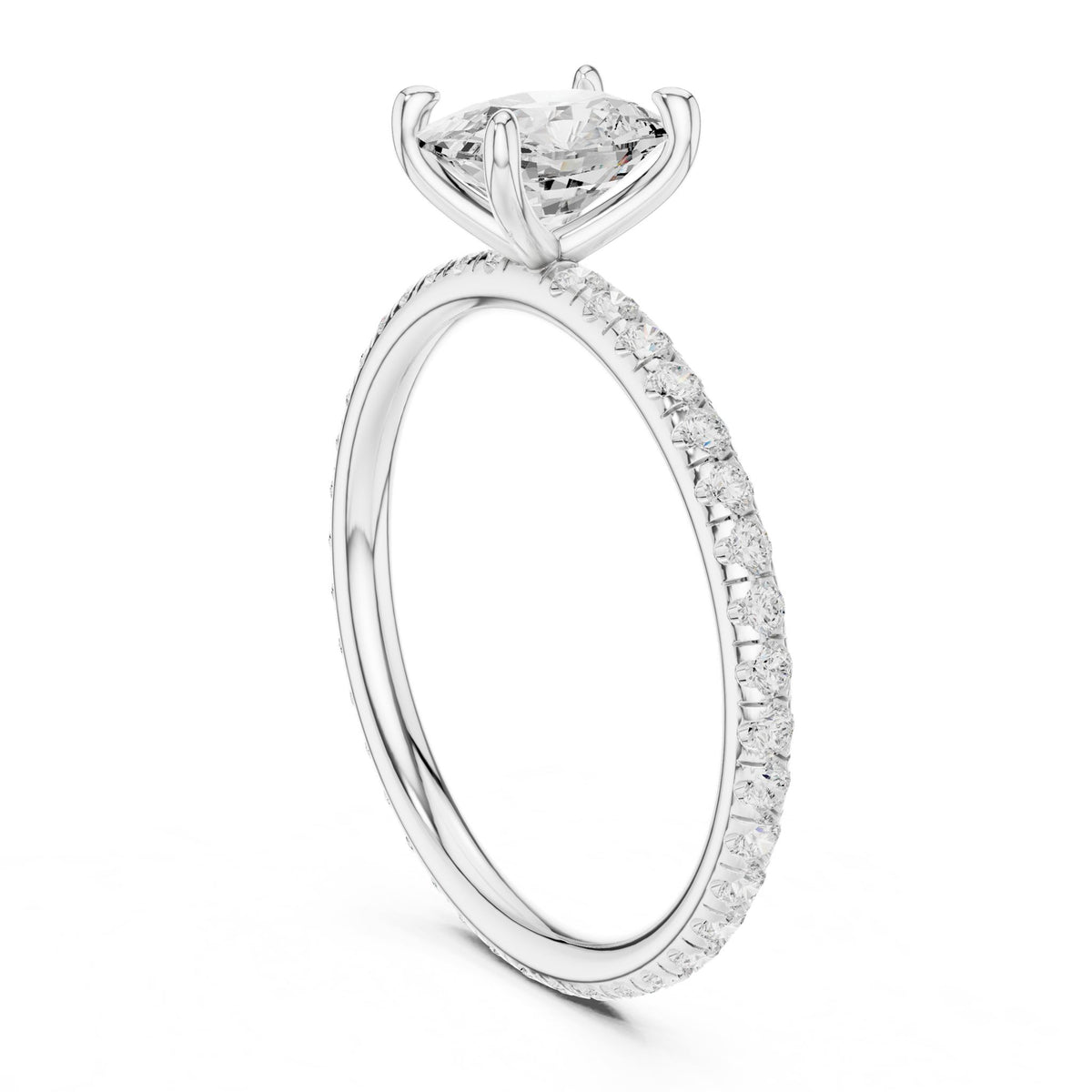 Cushion Pave Lab Grown Diamond Engagement Ring