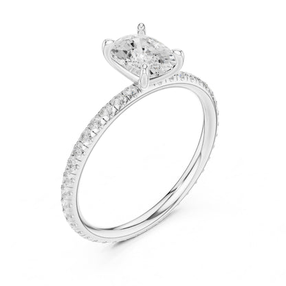 Cushion Pave Lab Grown Diamond Engagement Ring