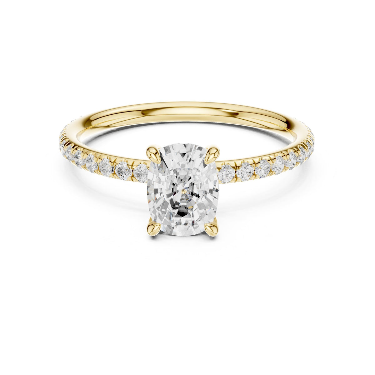Cushion Pave Lab Grown Diamond Engagement Ring