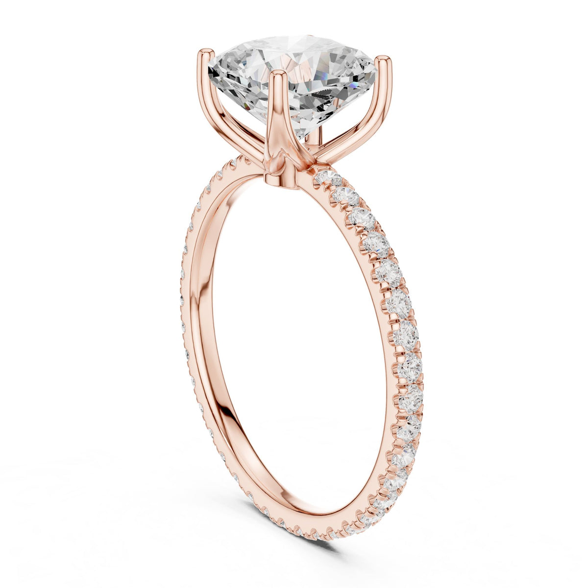 Cushion Pave Lab Grown Diamond Engagement Ring