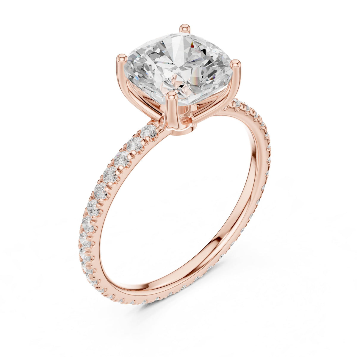 Cushion Pave Lab Grown Diamond Engagement Ring