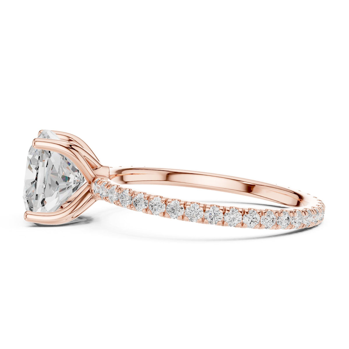 Cushion Pave Lab Grown Diamond Engagement Ring