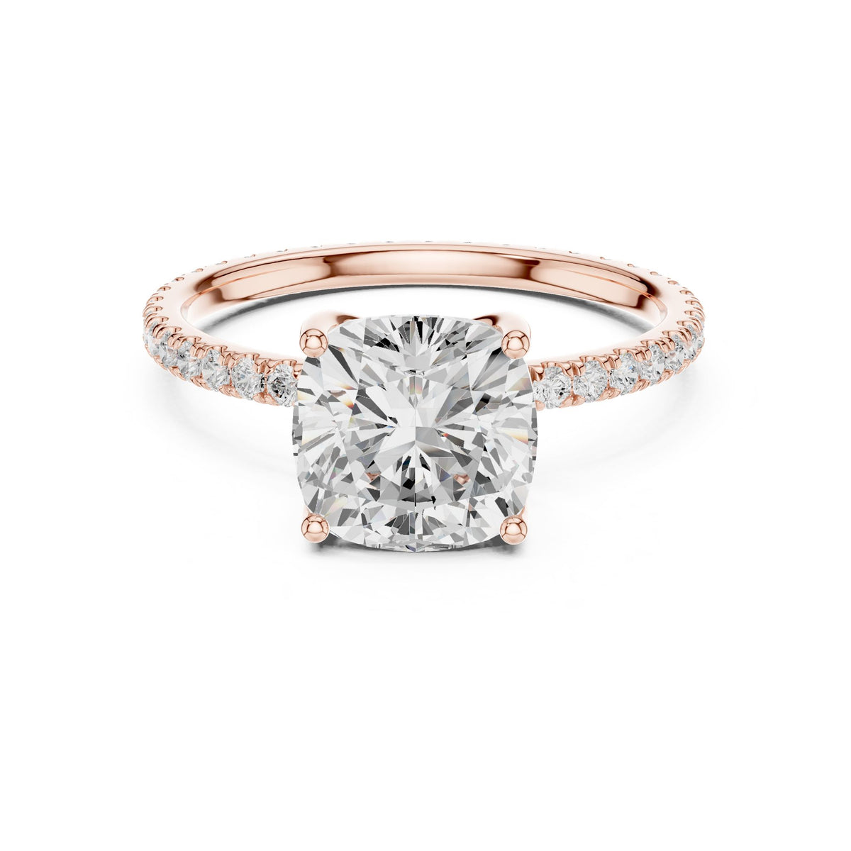 Cushion Pave Lab Grown Diamond Engagement Ring