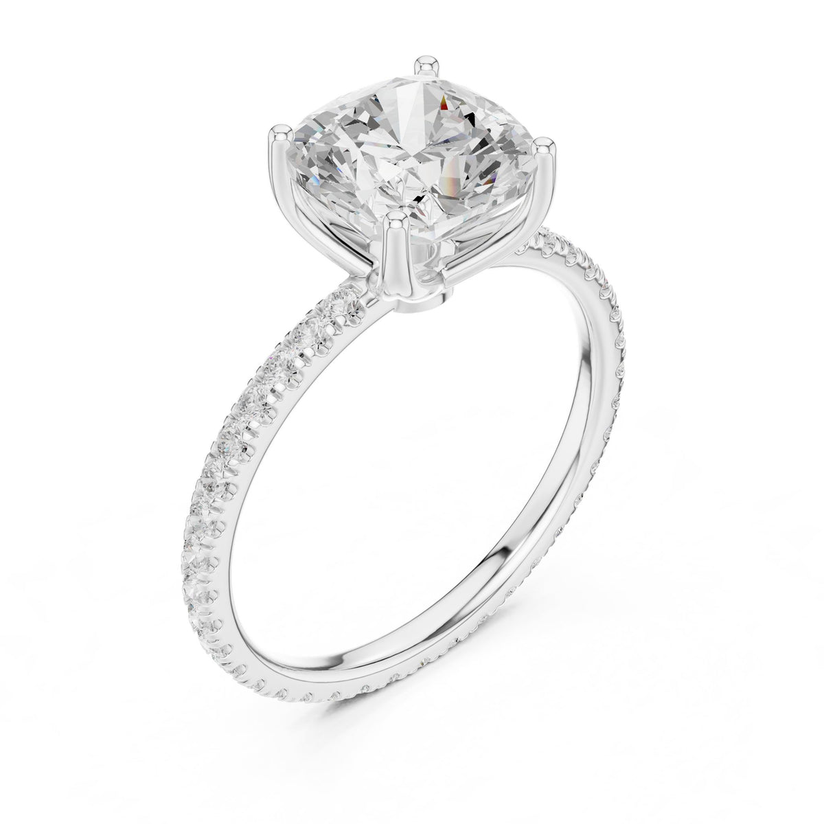 Cushion Pave Lab Grown Diamond Engagement Ring