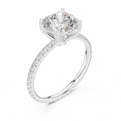 Cushion Pave Lab Grown Diamond Engagement Ring