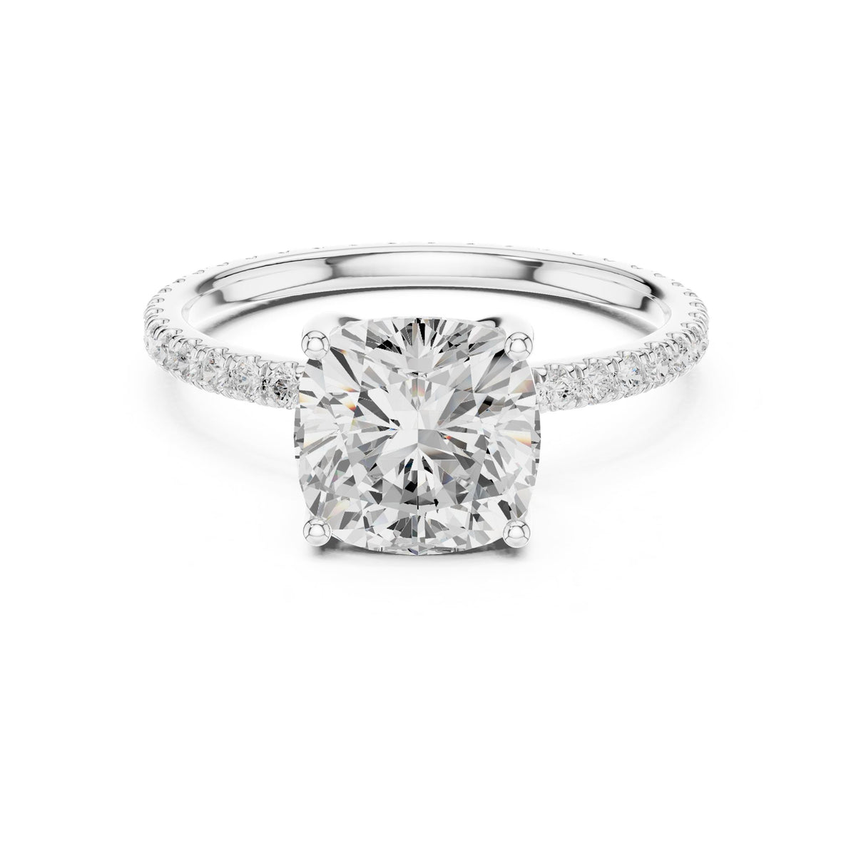 Cushion Pave Lab Grown Diamond Engagement Ring