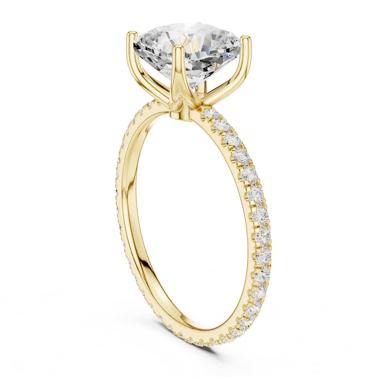 Cushion Pave Lab Grown Diamond Engagement Ring