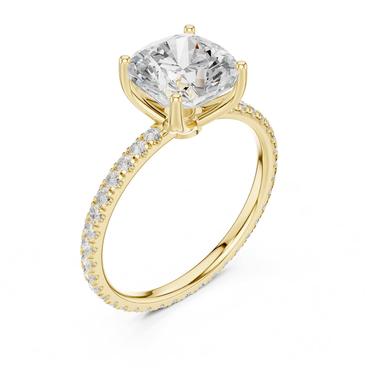 Cushion Pave Lab Grown Diamond Engagement Ring