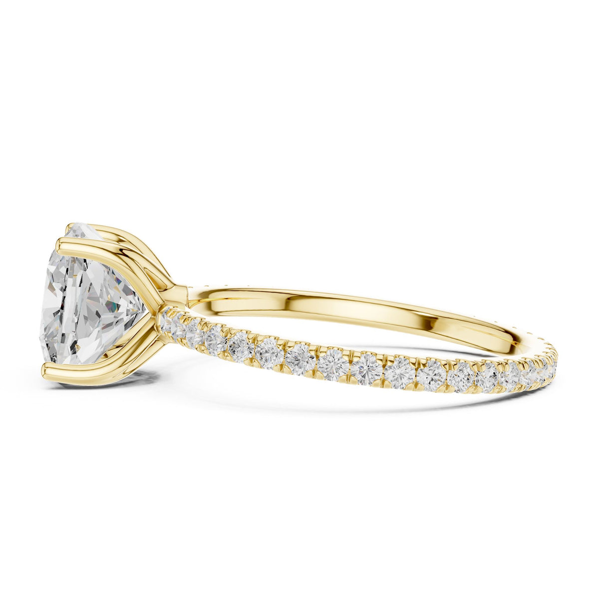 Cushion Pave Lab Grown Diamond Engagement Ring