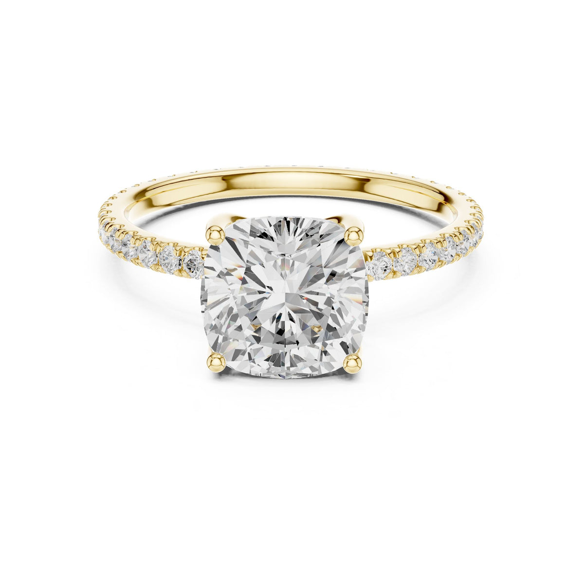 Cushion Pave Lab Grown Diamond Engagement Ring